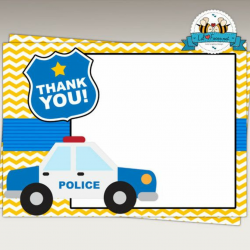Police Birthday Party Thank You Cards - Instant Download ...