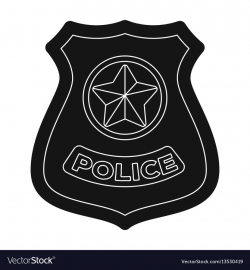 Police badge icon in black style isolated on white