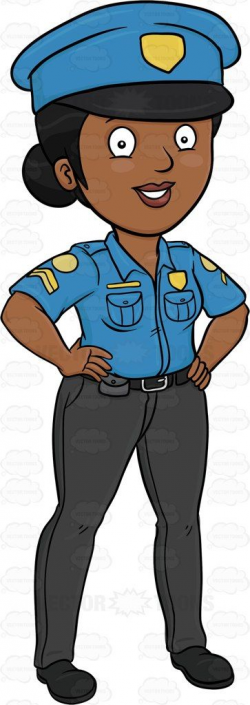 A Black Haired Lady Police Proudly Standing And On Guard ...