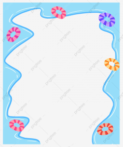 Summer Swimming Pool Swim Ring Cute Cartoon Border Png ...