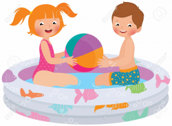 Children playing in inflatable pool » Clipart Station