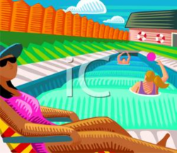 People In A Public Swimming Pool - Royalty Free Clipart Picture