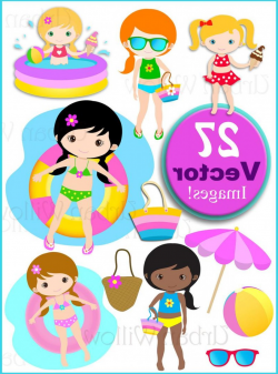 Pool Party Clip Art Vector Graphics Cute | HandandBeak