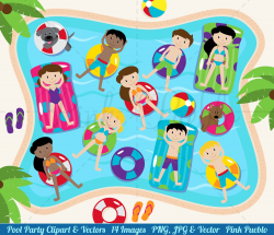 Pool Party Clipart and Vectors