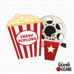 Movie night movie and popcorn clipart - WikiClipArt