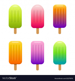 Set of colorful fruit popsicle lollies