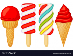 Colorful red white popsicle ice cream set