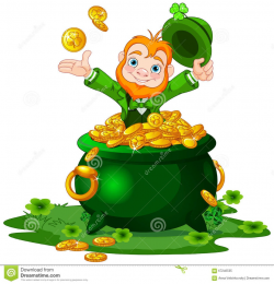 Leprechaun Pot Gold Cute Cartoon Sitting 67246535 For Of ...