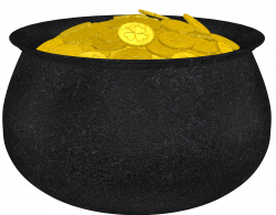 Pot of Gold with Shamrock and Gold Coins PNG Picture ...