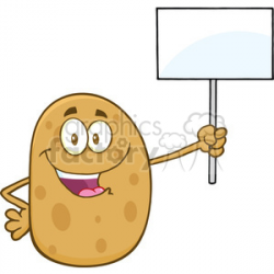 8790 Royalty Free RF Clipart Illustration Happy Potato Cartoon Character  Holding Up A Blank Sign Vector Illustration Isolated On White clipart. ...