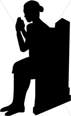 Praying Woman Seated in Church Pew | Prayer Clipart