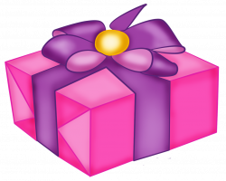 Pink Present Box with Purple Bow PNG Clipart | Gallery ...