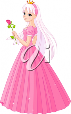 Royalty Free Clipart Image of a Beautiful Princess With a Rose ...