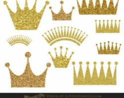 Crown Clip Art, gold crowns clipart, sparkly digital crown, princess ...
