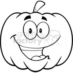 6641 Royalty Free Clip Art Back And White Happy Halloween Pumpkin Cartoon  Mascot Illustration clipart. Royalty-free clipart # 389749