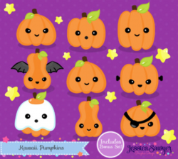 Halloween Pumpkin Clipart Kawaii by Jessica Sawyer Design | TpT