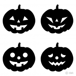 Four kinds of Silhouette pumpkin Clipart Free Picture｜Illustoon