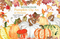 Watercolor pumpkin clipart ~ Illustrations ~ Creative Market