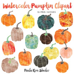 Pumpkin Clipart, Watercolor by Paula Kim Studio | TpT