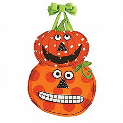 Amazon.com: Whimsical Pumpkin Faces Halloween PVC Door Decoration ...