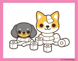 Kawaii dog clip art, cute dog clipart, kawaii puppy clipart, kawaii ...