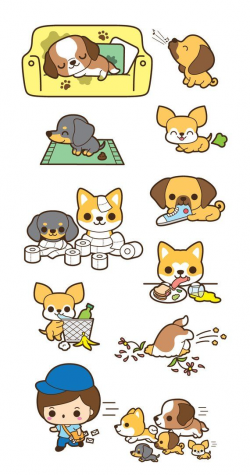 Kawaii dog clip art, cute dog clipart, kawaii puppy clipart, kawaii ...
