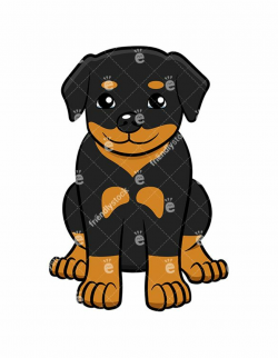 Little Rottweiler Puppy Sitting Cartoon Clipart Vector | Clipart Of ...