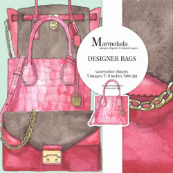 Designer Bags Clipart Watercolor clip art Printable Handbag ...