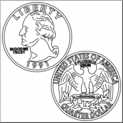 Clip Art: Quarter B&W I abcteach.com | abcteach