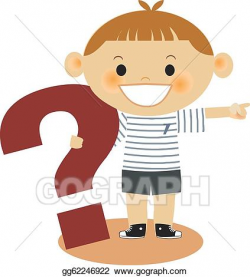 Clipart - A boy holding onto a question mark. Stock ...