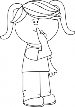 Black and White Quiet Girl Clip Art - Black and White Quiet ...