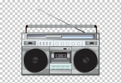 Radio 80s Illustration, gray boombox illustration PNG ...