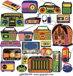 Vector Art - Radio and cassette colored icons. Clipart ...