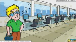 A Man Enjoying The Songs On The Radio and A Modern Call Center Background