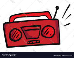 Clipart red radio cassette player old