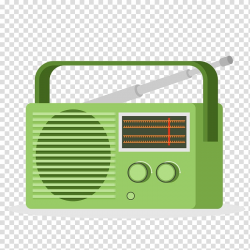 Green portable transistor radio sticker, Radio broadcasting ...