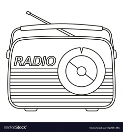 Line art black and white retro radio