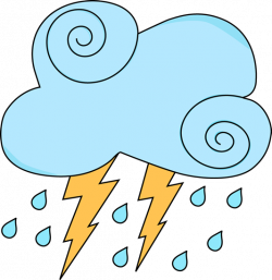 Swirly Blue Cloud with Lightning and Rain Clip Art - Clip Art Library