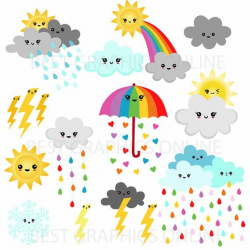 Weather Clipart, Rainbow clipart, Weather Party, COMMERCIAL USE ...