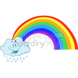 Royalty Free RF Clipart Illustration Happy Cloud Raining With Rainbow  clipart. Royalty-free clipart # 396932