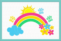 rainbow svg, rainbow and cloud svg, rainbow and flowers svg, sun svg ...