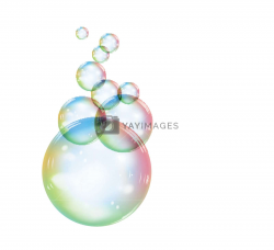 Rainbow soap bubble on a white background. Vector ...