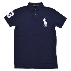 Polo Ralph Lauren Men\'s Big Pony Custom Fit Mesh Polo Shirt (M, Navy)