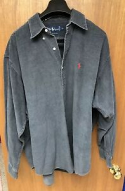 Details about Vintage Mens Ralph Lauren Polo Corduroy Grey-blue Shirt XL  80s Old Logo Rare!