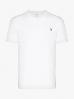 white embroidered logo cotton T-shirt