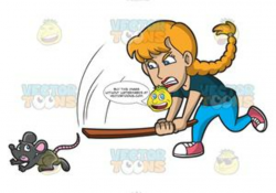 An Angry Woman Chasing A Rat