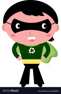 Cute recycle Superhero boy isolated on white
