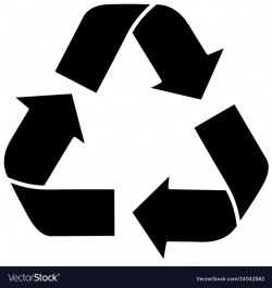 Black silhouette recycling symbol with arrows