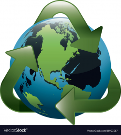 Earth world map with recycling symbol