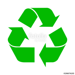 Simple, green, flat recycle symbol/icon. Isolated on white ...
